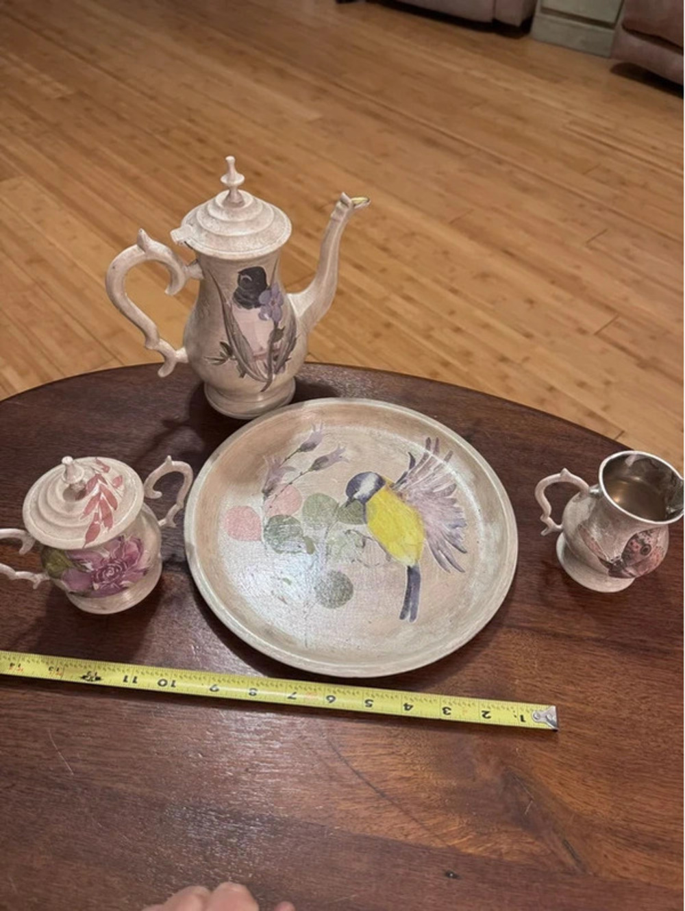 Handpainted Brass Tea Set - Picture 2 of 3
